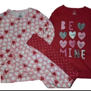 Nwt carter's heart 2 piece cotton pj's 2 sets size 12 Valentine's Day